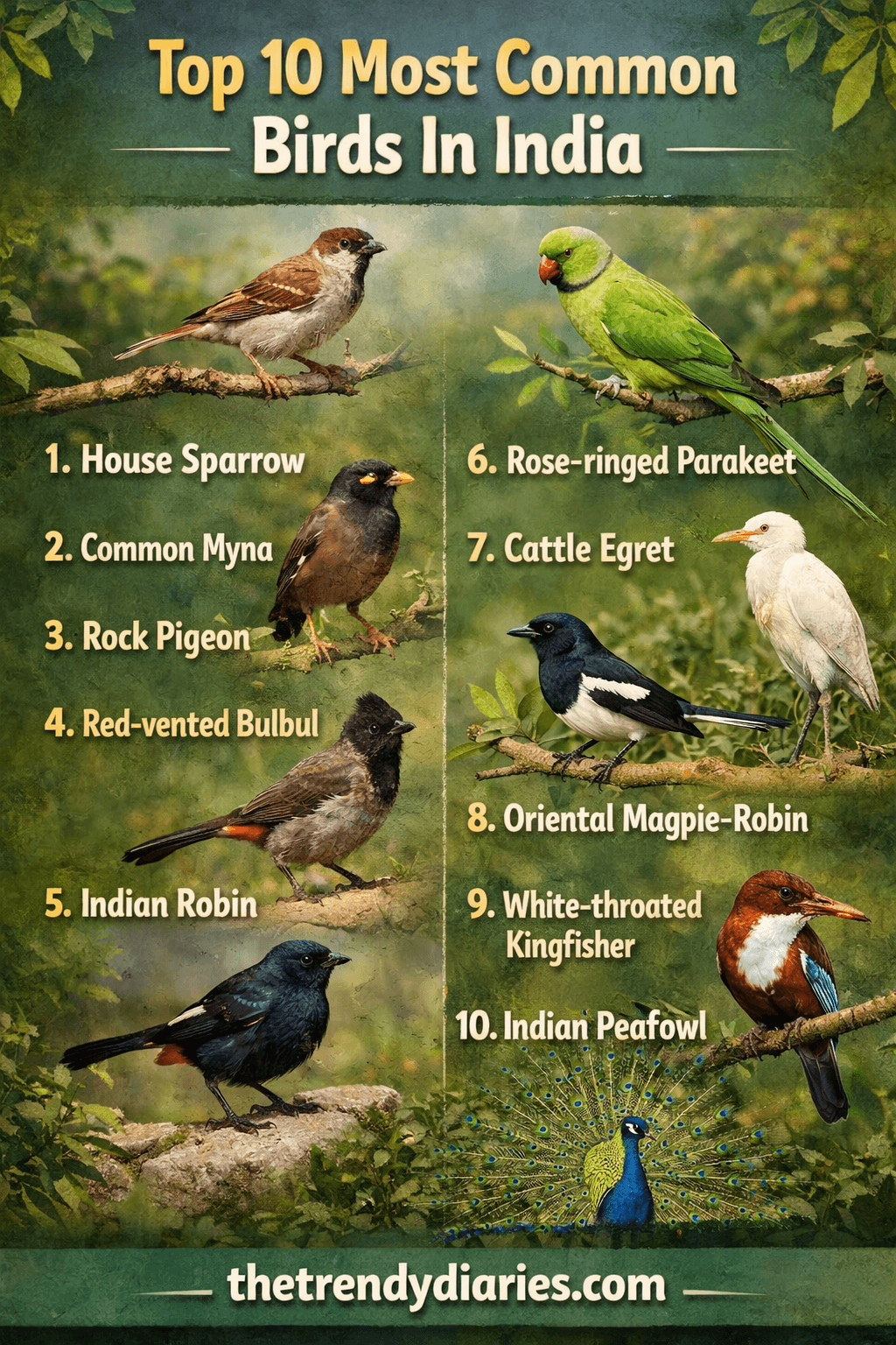 top 10 most common birds in India