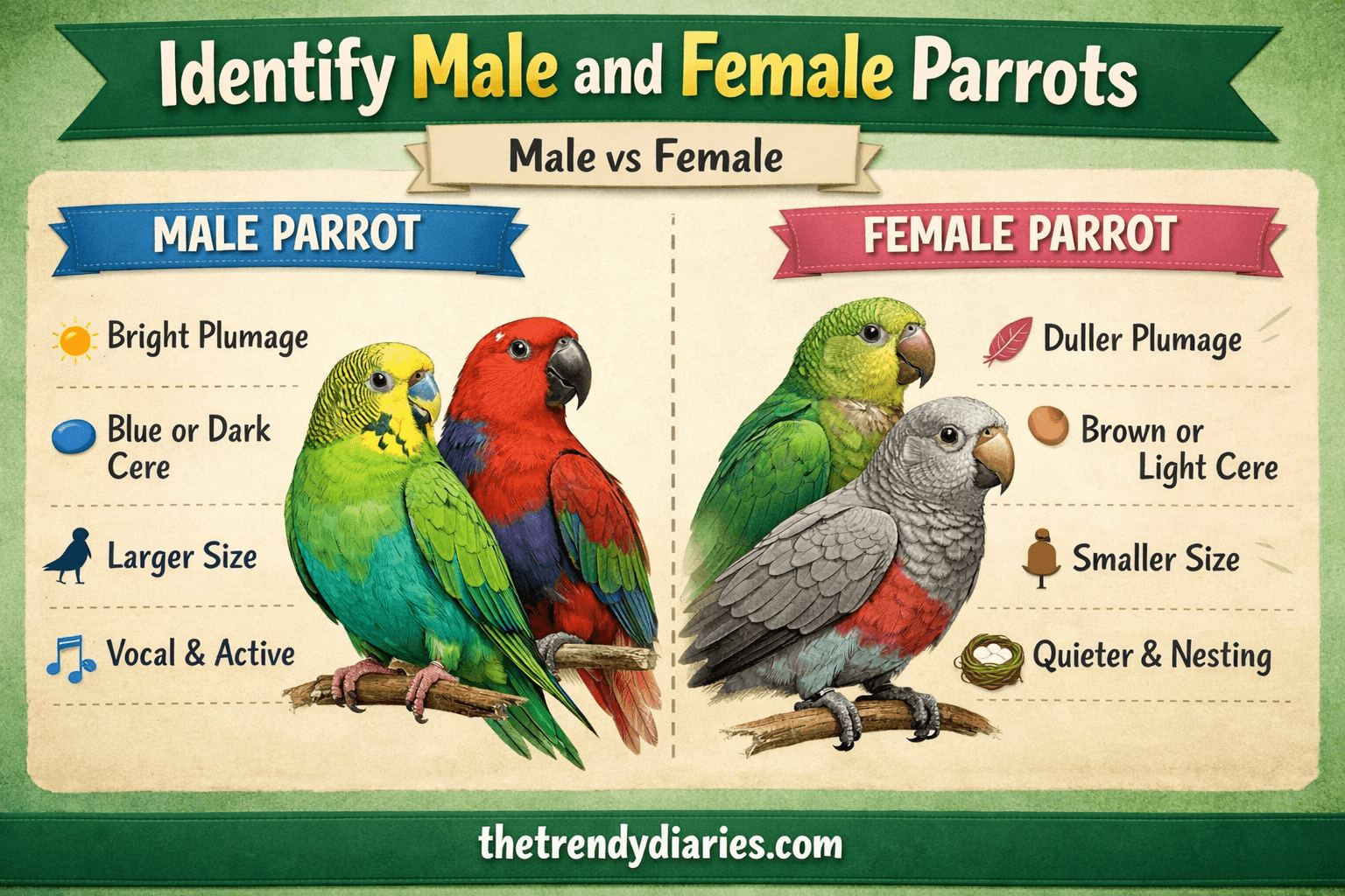 Identify Male and Female Parrots