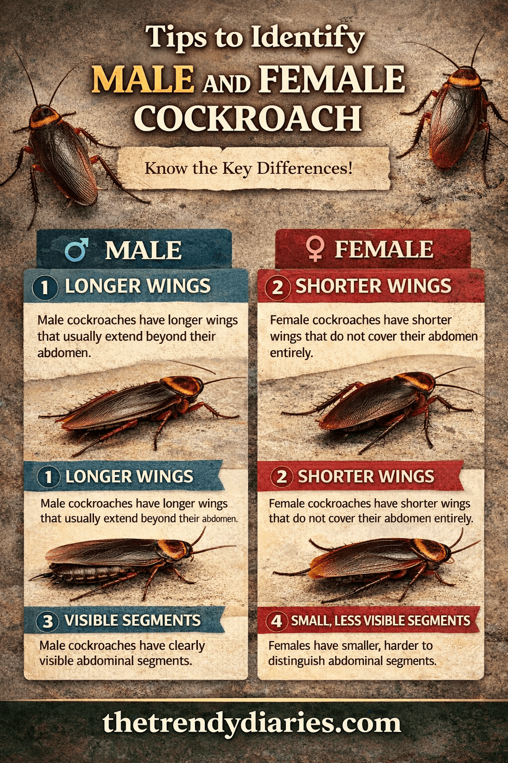 Identify Male and Female Cockroach