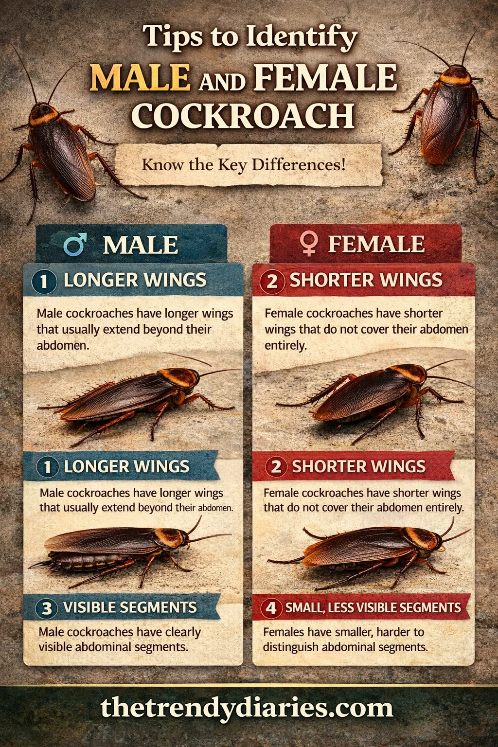 Identify Male and Female Cockroach